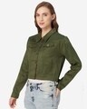 Shop Women's Olive Green Solid Lightweight Crop Tailored Jacket-Design