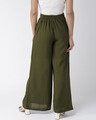 Shop Women Olive Green Wide Leg Solid Palazzos-Full
