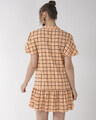 Shop Women's Peach Coloured & Black Checked Drop Waist Dress-Design
