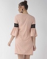 Shop Women Peach Coloured & Black Printed A Line Dress-Design