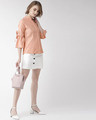 Shop Women Peach Coloured Classic Regular Fit Solid Casual Shirt-Full