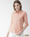 Shop Women Peach Coloured Classic Regular Solid Casual Shirt-Front