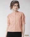Shop Women's Peach Coloured Comfort Boxy Fit Solid Casual Shirt-Front
