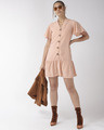 Shop Women's Peach Coloured Solid A Line Dress-Full