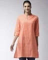 Shop Women's Peach Coloured Solid Straight Kurta-Front