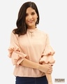 Shop Women Peach Coloured Solid Top-Front