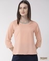 Shop Women's Peach Coloured Solid Top-Front