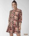 Shop Women's Pink Animal Printed A Line Dress-Front