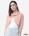Shop Women's Pink Self Design Crop Shrug-Front
