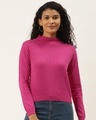 Shop Women's Pink Solid Pullover Sweater-Front
