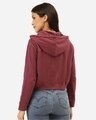 Shop Women's Purple Solid Hooded Crop Sweatshirt-Design