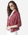 Shop Women Red & Navy Blue Checked Open Front Shrug-Design