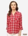 Shop Women Red & White Checked Casual Shirt-Front