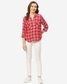 Shop Women Red & White Checked Casual Shirt-Full