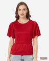 Shop Women Red Solid Top-Front