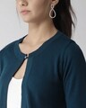 Shop Women's Teal Green Solid Cropped Shrug