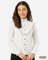 Shop Women White & Black Polka Dot Print Casual Shirt-Front