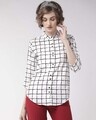 Shop Women White & Black Regular Fit Checked Casual Shirt-Front