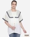 Shop Women White & Grey Self Design Shrug-Front