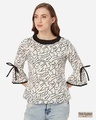 Shop Women White And Black Abstract Print Top-Front