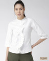 Shop Women White Classic Regular Fit Solid Casual Shirt-Front
