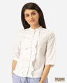 Shop Women's White Classic Solid Casual Shirt-Front