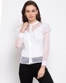 Shop Women's White Regular Fit Self Design Casual Shirt-Front