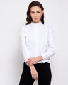 Shop Women's White Regular Fit Solid Casual Shirt-Front