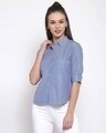 Shop Women's White Regular Fit Striped Casual Shirt-Front
