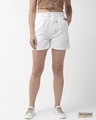 Shop Women White Solid Shorts-Front