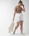 Shop Women White Solid Shorts-Full