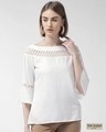 Shop Women White Solid Top-Front