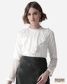 Shop Women White Solid Victorian Top-Front