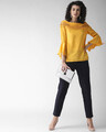 Shop Women Yellow Boat Neck Solid Top-Full