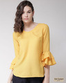 Shop Women's Yellow Solid Top-Front