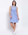 Shop Women's Blue Striped Sleeveless Dress-Full