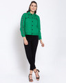 Shop Women's Green Solid Denim Jacket-Full