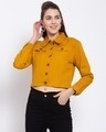 Shop Women's Mustard Solid Denim Jacket-Front