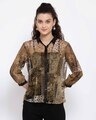 Shop Women's Olive Green & Beige Regular Fit Printed Casual Shirt-Front