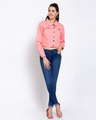 Shop Womens Pink Solid Denim Jacket-Full