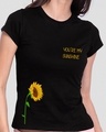 Shop Sunflower Sunshine Half Sleeve Printed T-Shirt Black-Front