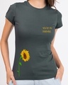 Shop Sunflower Sunshine Half Sleeve Printed T-Shirt Nimbus Grey-Front