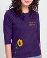 Shop Sunflower Sunshine Round Neck 3/4 Sleeve T-Shirt Parachute Purple-Front