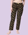Shop Women's Black Sunflower Printed Pyjamas-Front
