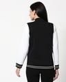 Shop Women's Black & White Super Girl Color Block Varsity Bomber Jacket-Design