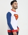 Shop Men's White Superman Color Block Flat Knit Sweater-Design