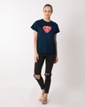 Shop Superman Floral Boyfriend T-Shirt Navy Blue (SML)-Design
