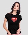 Shop Superman Floral Half Sleeve Printed T-Shirt Black (SML)