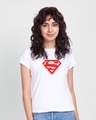 Shop Superman Floral Half Sleeve Printed T-Shirt White (SML)-Front