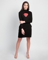 Shop Superman Floral High Neck Pocket Dress Black (SML)-Design